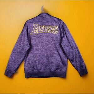 NBA Los Angeles Lakers Jacket Men Size Large Purple Full Zip Spellout